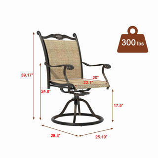 2-Piece Cast Aluminum Textilene Swivel Patio Chairs – 360° Rotation, Elegant Net Back Design