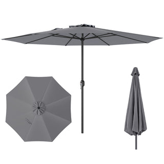 12 FT Patio Umbrella with Crank Handle & 8 Sturdy Ribs – Durable Outdoor Market Umbrella for Patio, Garden & Backyard