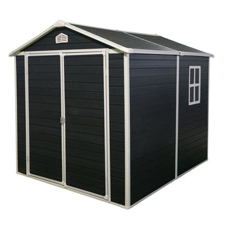 Resin Outdoor Storage Shed Kit, Weatherproof Backyard Organizer for Patio Furniture, Black