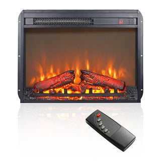 23-Inch Electric Fireplace Insert with Realistic Flame & Log Set, Remote-Controlled Heater for Cozy Indoor Spaces