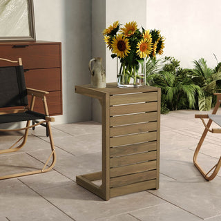 Modern Outdoor C-Shaped Side Table For Patio And Poolside