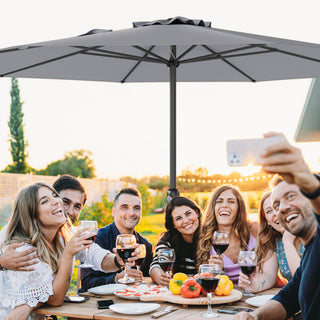 12 FT Patio Umbrella with Crank Handle & 8 Sturdy Ribs – Durable Outdoor Market Umbrella for Patio, Garden & Backyard