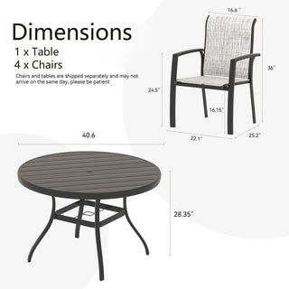 5-Piece Outdoor Dining Set with 4 Stackable Metal Chairs & 40.6" Round Metal Table