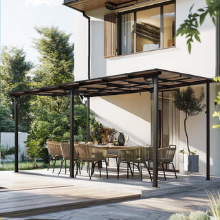 Outdoor Pergola Gazebo,Wall-Mounted Lean to Metal Awning Gazebo with Roof,Large Heavy Duty for Patio,Decks,Backyard