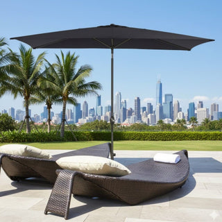 6.5X10 FT Rectangular Patio Umbrella with Crank, Tilt, Polyester UV-Resistant Without base