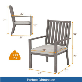 23" All-Weather Aluminum Patio Dining Chairs with Gray Cushions and Khaki/Gray Frame