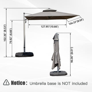 Aluminum Cantilever Patio Umbrella with Tilt Function – Outdoor Offset Market Umbrella for Backyard, Deck & Pool (Base Not Included)