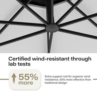 11 FT Luxury Curved Cantilever Umbrella, Heavy-Duty Side-Post Umbrella With Base, And 360° Rotation