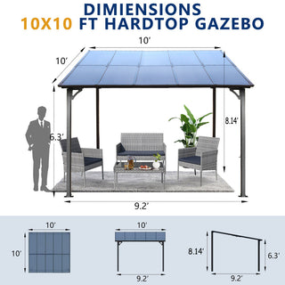 Outdoor Pergola Gazebo,Wall-Mounted Lean to Metal Awning Gazebo with Roof,Large Heavy Duty for Patio,Decks,Backyard