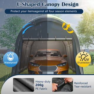 Heavy Duty Anti-Snow 10x20/12x20 FT Carport, Commercial Grade Steel Frame Portable Garage Canopy with Vented Waterproof Roof for Car/Boat/RV Storage