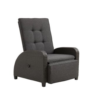 30" Adjustable Outdoor Lounge Chair with Gray Cushions & Footrest
