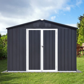 Mondawe 12ft x 10ft Metal Garden Storage Shed, Outdoor Tool Storage House with Double Doors and Air Vents