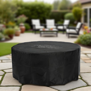 34-inch round propane fire pit Table, 50,000BTU outdoor firepit table for Outside Patio w/Round Burner Lid, Glass Rocks, Cover