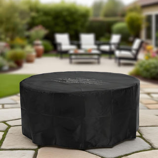 34-inch round propane fire pit Table, 50,000BTU outdoor firepit table for Outside Patio w/Round Burner Lid, Glass Rocks, Cover