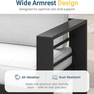 75 In All-Weather Metal 3-Seat Patio Sofa Couch with Thick Cushions & Frame