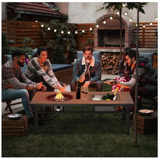 47" 3-in-1 Outdoor Aluminum Beige Propane Fire Pit Table 50,000 BTU with Ice Bucket