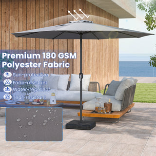 12 FT Patio Umbrella with Crank Handle & 8 Sturdy Ribs – Durable Outdoor Market Umbrella for Patio, Garden & Backyard
