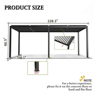 10x13FT / 10x19FT Louvered Pergola with Aluminum Frame and Adjustable Steel or Aluminum Louvers