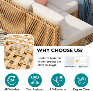 7-Piece Wicker Patio Conversation Set with Thick Cushions & Coffee Table | Outdoor Sectional Sofa for Backyard & Porch