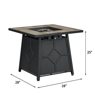 28-inch Square Fire Pit Table 40,000 BTU Auto-Ignition Propane Gas Firepit with Waterproof Cover
