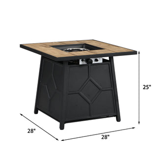 28-inch Square Fire Pit Table 40,000 BTU Auto-Ignition Propane Gas Firepit with Waterproof Cover