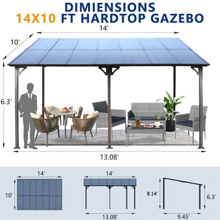 Outdoor Pergola Gazebo,Wall-Mounted Lean to Metal Awning Gazebo with Roof,Large Heavy Duty for Patio,Decks,Backyard