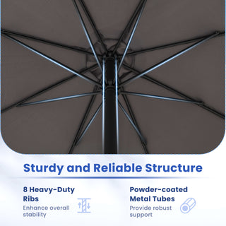 12 FT Patio Umbrella with Crank Handle & 8 Sturdy Ribs – Durable Outdoor Market Umbrella for Patio, Garden & Backyard