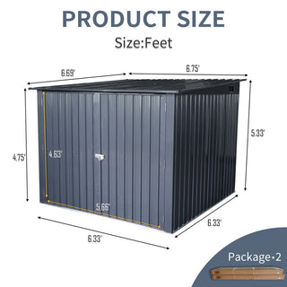 Outdoor Steel Storage Shed For Bicycle with Slope Roof and 4 Bike Tracks, Black