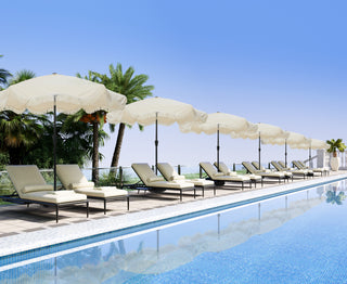 9 FT Tassel Market Patio Umbrella with Full Fiberglass Rib in Cream/Beige/Tan