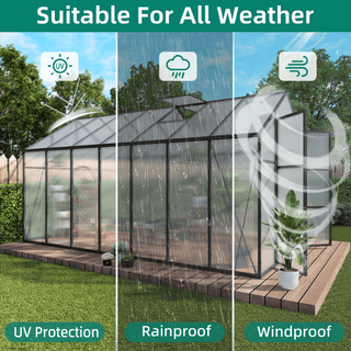 New-Design Walk-In Polycarbonate Greenhouse with Heavy-Duty Aluminum Frame – All-Season Garden & Backyard Greenhouse