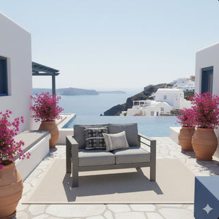 50 Inch All-Weather Aluminum Outdoor Two-Seater Sofa With Thick Cushions And Frame