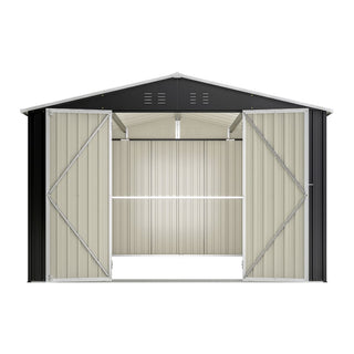 10x12 FT Metal Outdoor Storage Shed – Large Steel Garden Tool Shed with Lockable Doors for Backyard