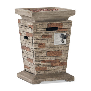 Outdoor 19.50" MGO Fire Column - 40,000 BTU, Natural Stone (Tank Inside)