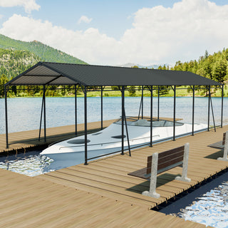 Mondawe Heavy-Duty Galvanized Steel Carport — Large Outdoor Garage for Cars, Trucks, Boats & Tractors