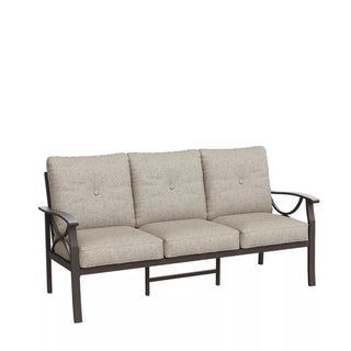 70 Inches All-Weather Metal 3-Seat Patio Sofa with Beige Cushions with Khaki Frame