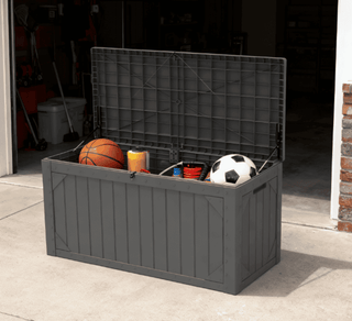100 Gal. Outdoor Storage Box Black/Brown/Gray Resin Deck Box