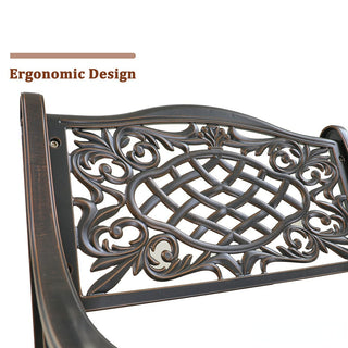 Set of 2 Vintage Cast Aluminum Outdoor Dining Chairs in Antique Bronze – Ergonomic Patio Chairs, Rust-Resistant, Weather-Resistant
