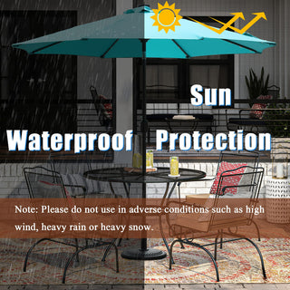 9ft Solar LED Patio Umbrella – Outdoor Market Umbrella with 32 LED Lights, Tilt & Crank
