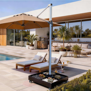 1100LBS Heavy Duty Wheeled Umbrella Base – Detachable Steel Patio Umbrella Stand for Large Cantilever Umbrellas