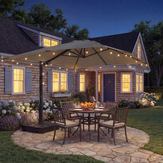 10x13FT Aluminum Cantilever Patio Umbrella with 1100LBS Wheeled Base, 360° Rotation & Stepless Tilt, UV50+ Waterproof Canopy