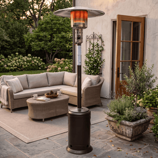 47,000 BTU Stainless Steel Propane Patio Heater with Adjustable Heat & Wheels for Patio, Backyard & Outdoor Gatherings