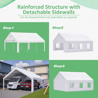 20x20 Ft Heavy-Duty Event Shelter with Removable Sidewalls, Multi-Purpose Outdoor Canopy Tent & Carport for Parties, Weddings
