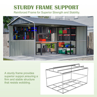 8X12 FT Metal Outdoor Storage Shed with Side Door – Large Garden Tool Shed with 2 Lockable Doors