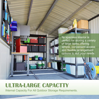 8X12 FT Metal Outdoor Storage Shed with Side Door – Large Garden Tool Shed with 2 Lockable Doors