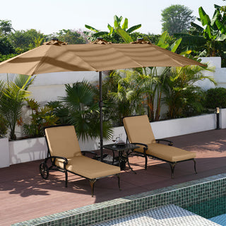 Cast Aluminum Outdoor Chaise Lounge with Removable Beige/Red Cushion