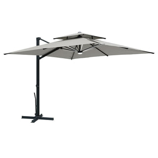 10FT Aluminum Cantilever Patio Umbrella with Removable LED Light Strips for Outdoor Shade