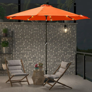 9ft Solar LED Patio Umbrella – Outdoor Market Umbrella with 32 LED Lights, Tilt & Crank