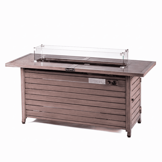 50,000 BTU Outdoor Propane Fire Pit Table with Glass Wind Guard, Lava Glass, Aluminum Frame & Stainless Steel Burner for Patio