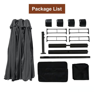 15FT Rectangular Patio Umbrella with Base & Crank Lift – Large Outdoor Market Umbrella for Backyard, Deck & Poolside