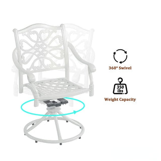 Mondawe 2-Piece White Cast Aluminum Swivel Bar Stools for Outdoor Patio, Garden & Bar Height Seating